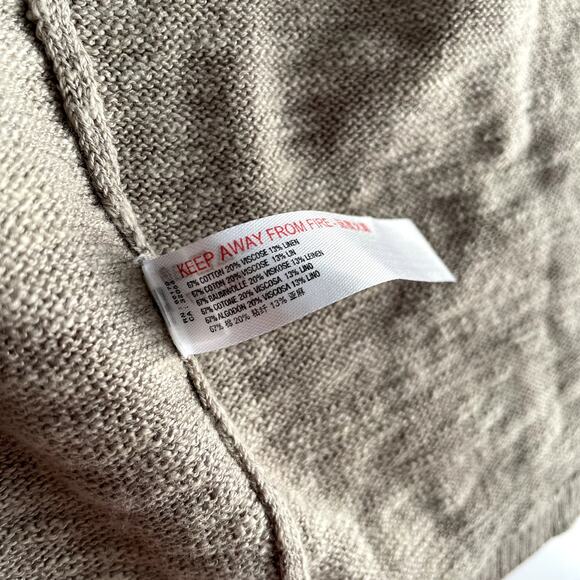 Free People Beach Cotton Linen Blend Duster Cardigan XS Belted Tan - Picture 12 of 16